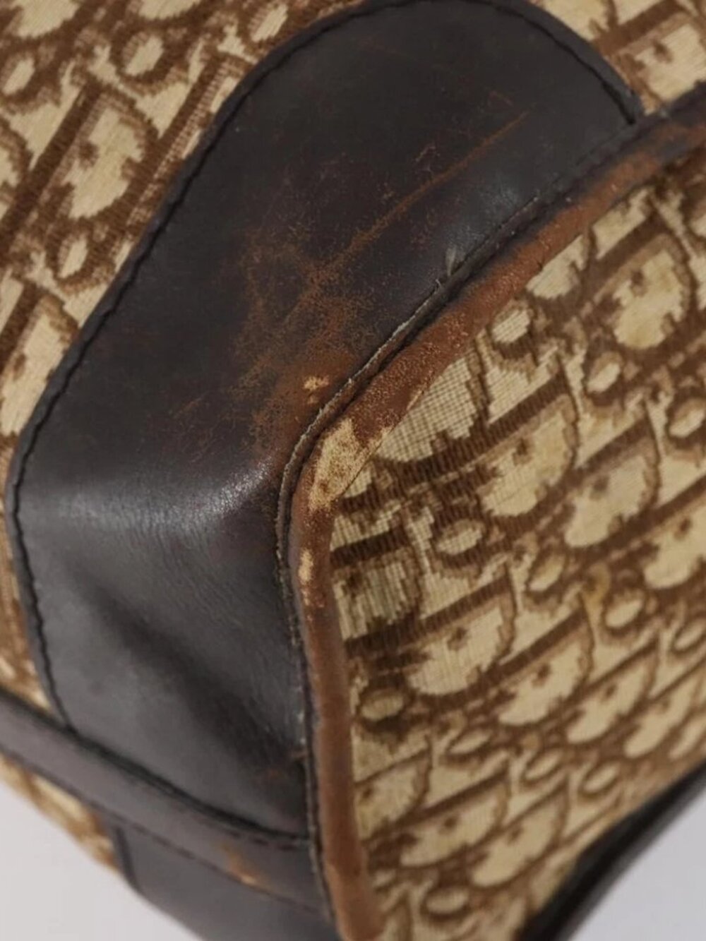 Christian Dior Trotter Canvas Boston Bag Beige Gold - Picture 12 of 16